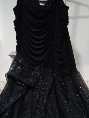 Taboo Black Ruched Bodice Sparkle Tulle Dress